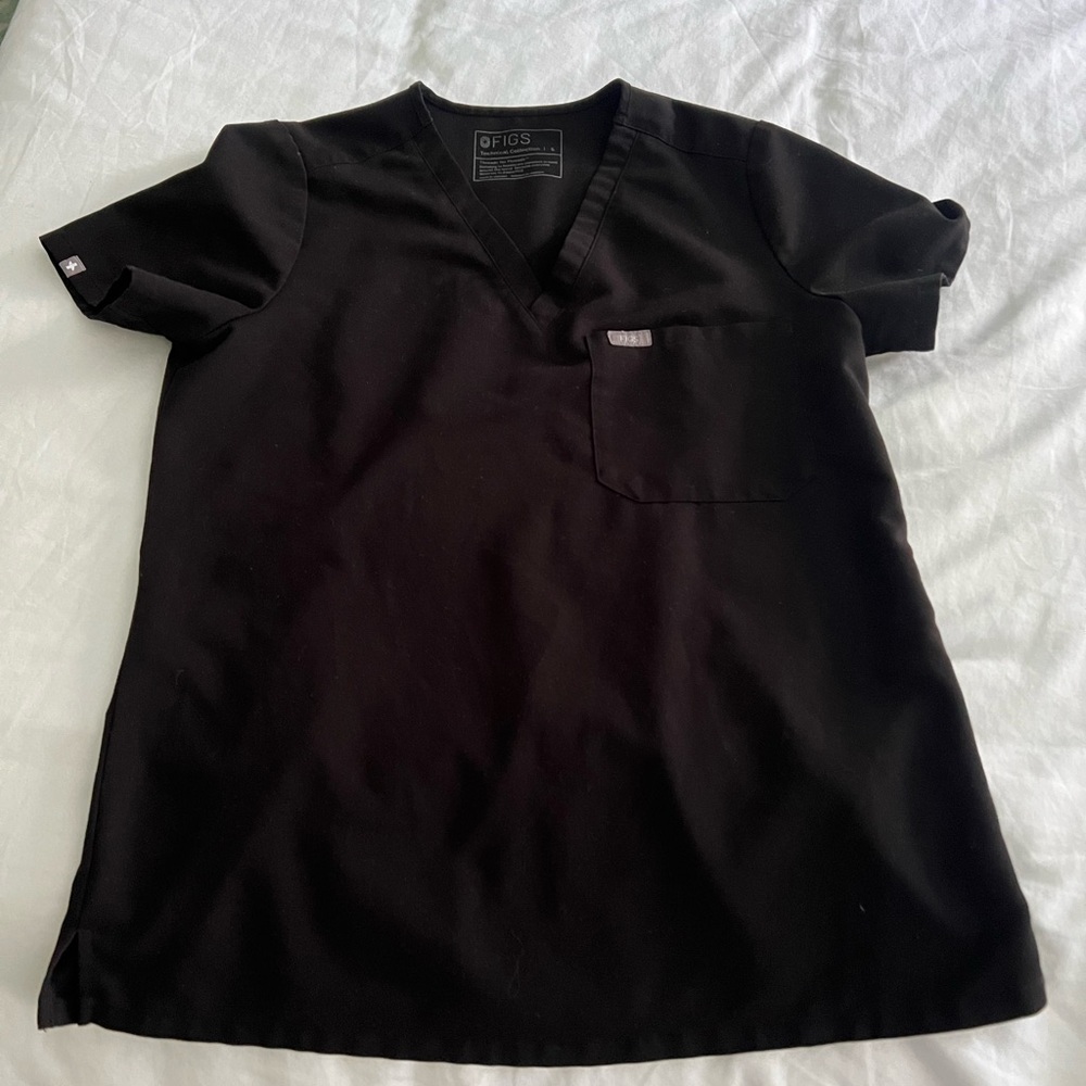 FIGS womens Black Scrub Top size S